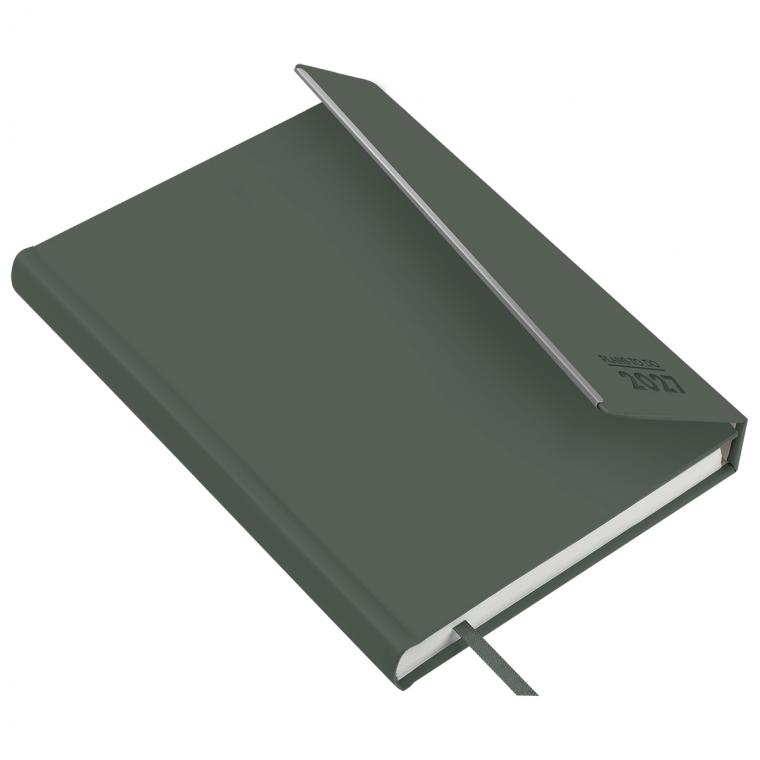 Ежедневник датированный 2027г., А5, 176л., твердый переплет, кожзам Soft touch, BG "Magnet. Grey", серый, магнитный клапан