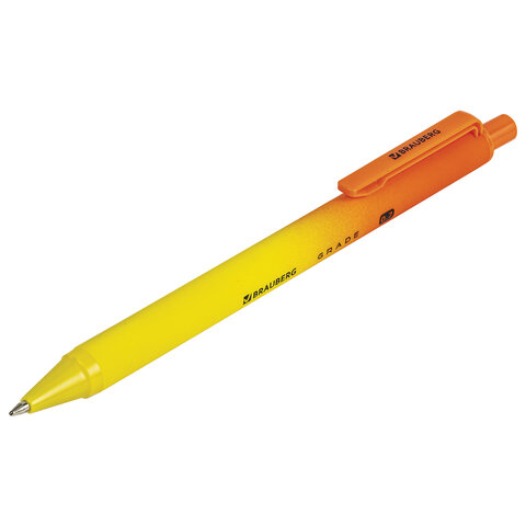 Ручки шариковые автоматические BRAUBERG "Grade", НАБОР 3 ШТУКИ, СИНИЕ, soft-touch, пишущий узел 0,7 мм, линия письма 0,35 мм, 144206