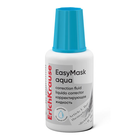 Корректирующая жидкость ERICH KRAUSE "EasyMask" на водной основе, 20 мл, флакон с кисточкой, 61926