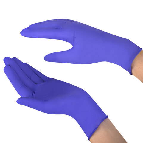 Перчатки нитриловые медицинские смотровые SFM Supersoft N135, Германия, 100 пар (200 штук), размер 7-8, M (средний), фиолетовые