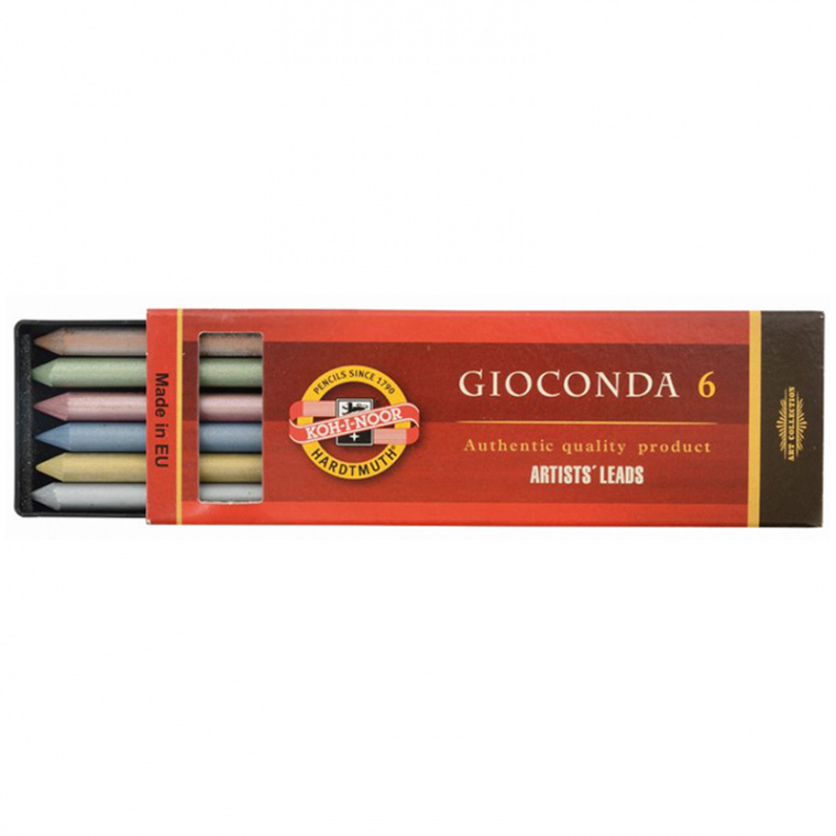 Грифели цветные для цанговых карандашей Koh-I-Noor "Gioconda", 5,6мм, металлик ассорти, 6шт., пластик коробвый