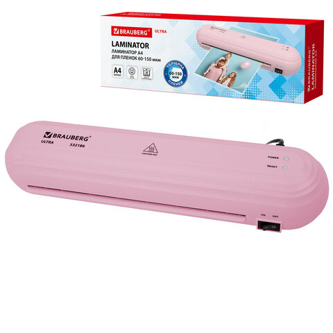 Ламинатор BRAUBERG ULTRA PM235P, РОЗОВЫЙ, формат A4, толщина пленки 60-150 мкм, скорость 30 см/мин, 532186