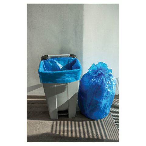 Мешки для мусора 160 л, синие, в рулоне 10 шт., ПВД, 21 мкм, 120х87 см, PACLAN "Big&Strong", 402281