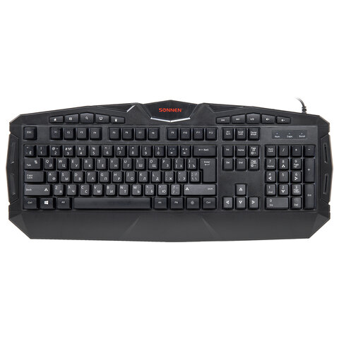 Клавиатура проводная игровая SONNEN Q9M, USB, 114 клавиш, РАДУЖНАЯ LED-подсветка, черная, 513511
