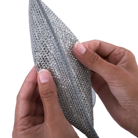 Тряпки-салфетки с металлическим эффектом, сетка-скрабер, 20х20 см, КОМПЛЕКТ 3 штуки, ДВУХСЛОЙНЫЕ для мытья посуды без царапин, LAIMA, 700063