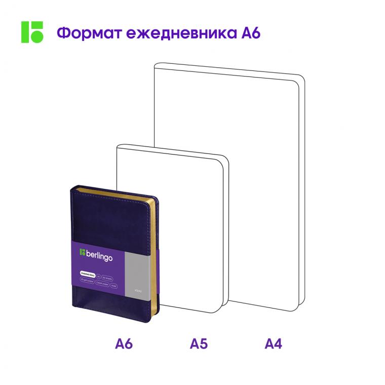 Ежедневник недатированный, А6, 160л., кожзам, Berlingo "xGold", зол. срез, фиолетовый