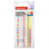 Закладки клейкие, выделители текста, BRAUBERG ULTRA PATTERN COLOR, 135х5 мм, 160 штук (8 цветов х 20 листов), 116687