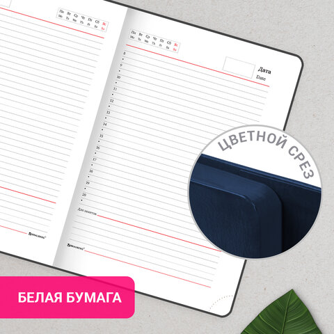 Ежедневник с магнитным клапаном недатированный, под кожу, А5, темно-синий, BRAUBERG "Magnetic X", 113279