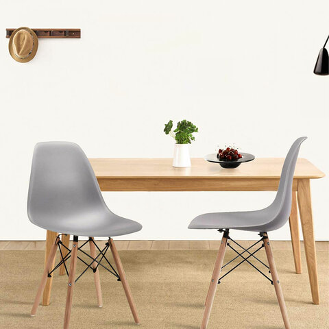 Стулья BRABIX "Eames CF-010", КОМПЛЕКТ 4 шт., пластик серый, опоры дерево/металл, 532632