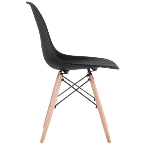 Стулья BRABIX "Eames CF-010", КОМПЛЕКТ 4 шт., пластик черный, опоры дерево/металл, 532631