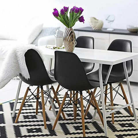 Стулья BRABIX "Eames CF-010", КОМПЛЕКТ 4 шт., пластик черный, опоры дерево/металл, 532631