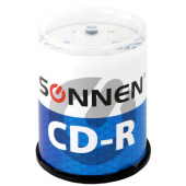Диск CD-R SONNEN, 700 Mb, 52x, Cake Box (упаковка на шпиле) КОМПЛЕКТ 100 шт., 513533