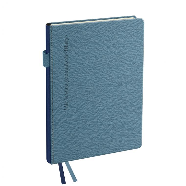 Ежедневник недатированный, А6, 136л., твердый переплет, кожзам, BG "Палм", голубой