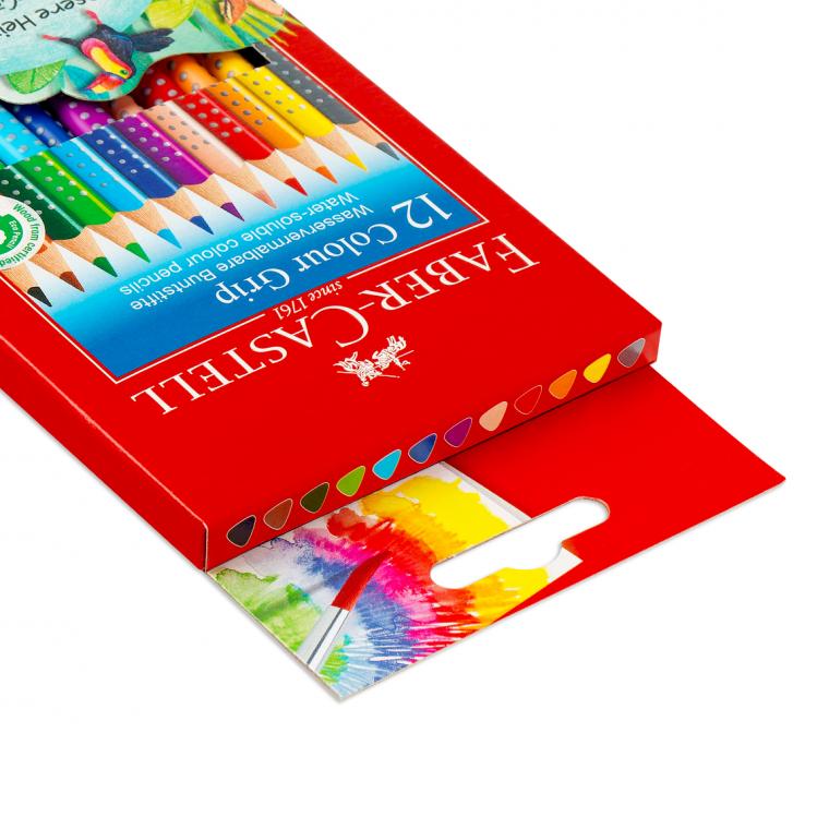 Карандаши цветные Faber-Castell "Grip", 12цв., трехгран., заточен., картон, европодвес
