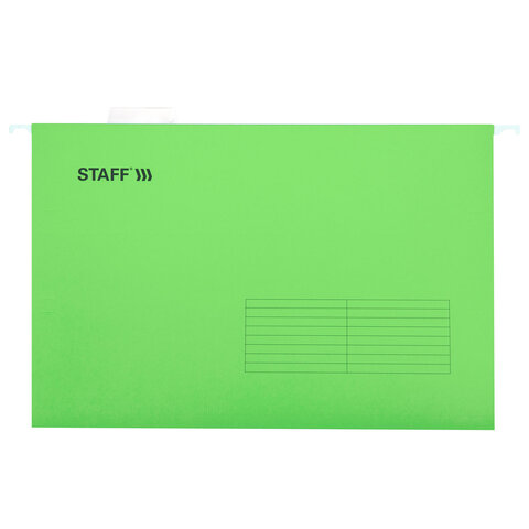 Подвесные папки A4/Foolscap (404х240 мм) до 80 л., КОМПЛЕКТ 10 шт., зеленые, картон, STAFF, 270934