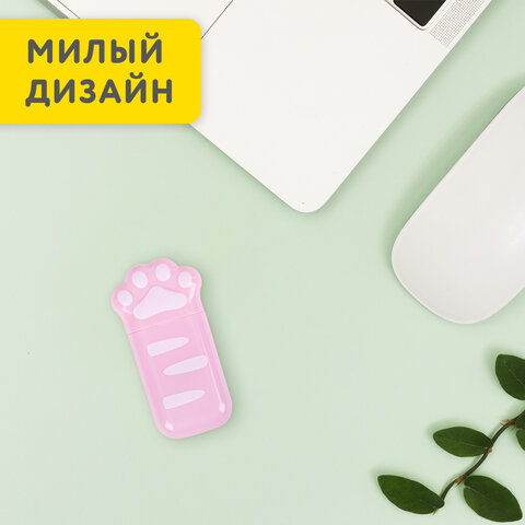 Корректирующая лента BRAUBERG KIDS "ЛАПКИ", 5 мм х 6 м, корпус розовый, блистер, 272497