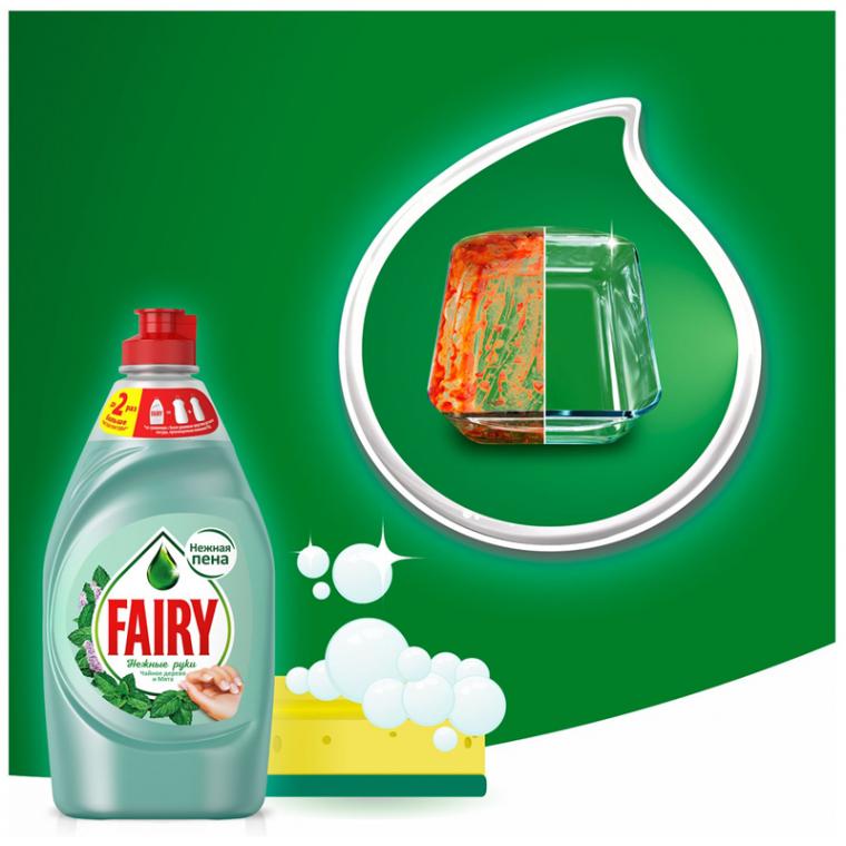 Средство для мытья посуды Fairy "Нежные руки. Чайное дерево и мята", 900мл