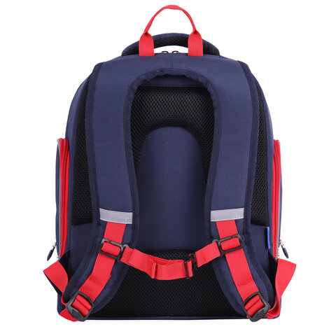 Рюкзак BRAUBERG CLASSIC, легкий каркас, премиум материал, "Wild wolf", синий, 37х32х21 см, 271393