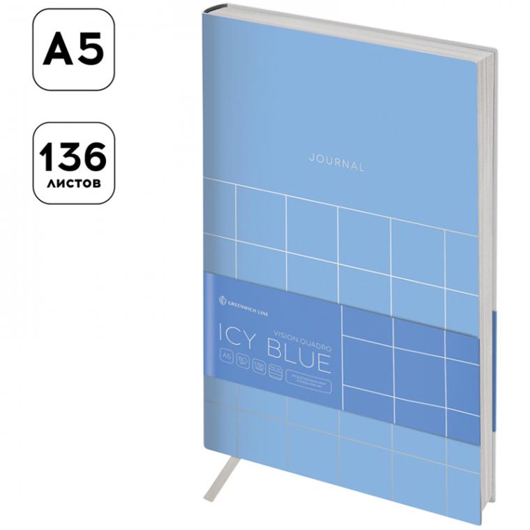 Ежедневник недатированный, А5, 136л., кожзам, Greenwich Line "Vision. Quadro. Icy blue", тон. блок, срез фольга