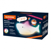 Ночник силиконовый LED "Акула" 109x60x58 мм, белый свет/RGB, на батарейках (в комплекте), DASWERK (ДАСВЕРК), 238932