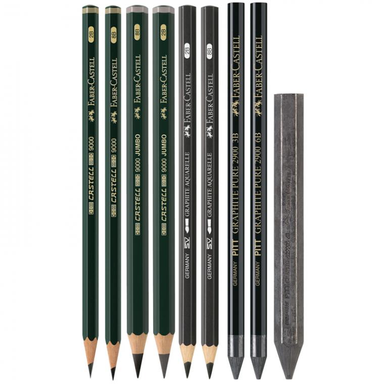 Набор карандашей ч/г Faber-Castell "Pitt Graphite", 11 предметов, заточен., метал. кор.