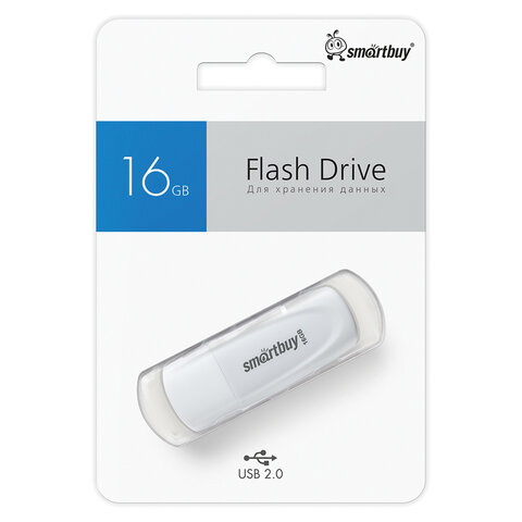 Флеш-диск 16 GB SMARTBUY Scout USB 2.0, белый, SB016GB2SCW