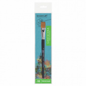 Кисть художественная профессиональная BRAUBERG ART CLASSIC, синтетика мягкая под колонок, плоская, № 18, короткая ручка, 200704