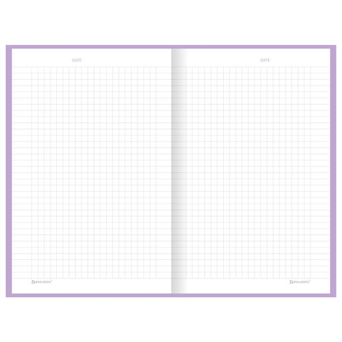 Блокнот А5 134х206 мм, 80 л., твёрдый, клетка, BRAUBERG "Minimal", сиреневый, 116440