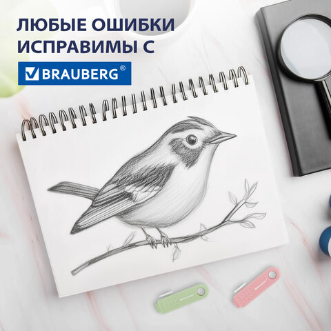 Ластики выдвижные BRAUBERG "Slider Mini", НАБОР 3 ШТУКИ, 68х18х12 мм, пастельные цвета, блистер, 271992