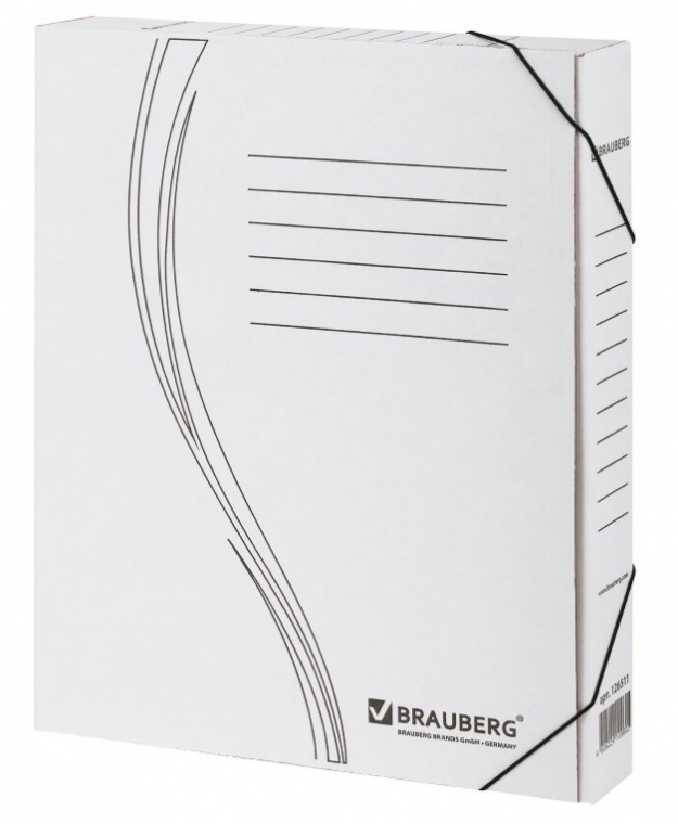 Накопитель документов, Папка с резинкой BRAUBERG, 45 мм, белый, до 400л., 126511