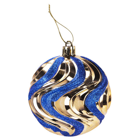 Шары елочные 16 шт., 8 см, "Blue&Gold", пластик, золото/синий, ЗОЛОТАЯ СКАЗКА, 592454