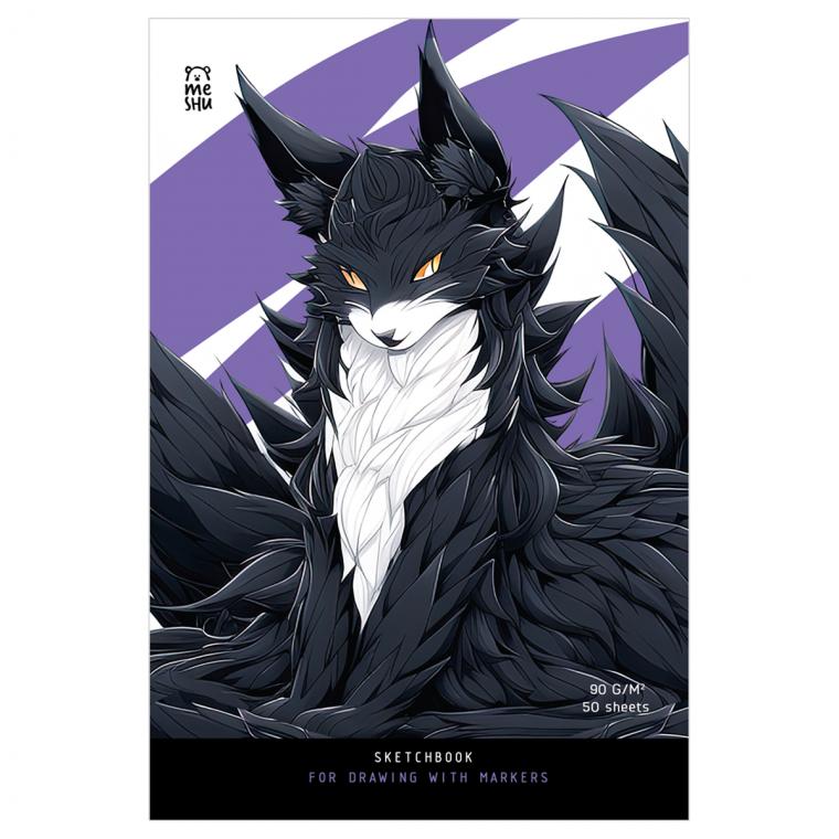 Скетчбук для рисования маркерами 50л. А5 на склейке MESHU "Anime cat", 90г/м2, soft-touch