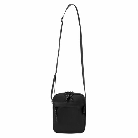 Сумка на плечо HEIKKI COMPACT (ХЕЙКИ), два кармана, черная, 19х14х5 см, 272631