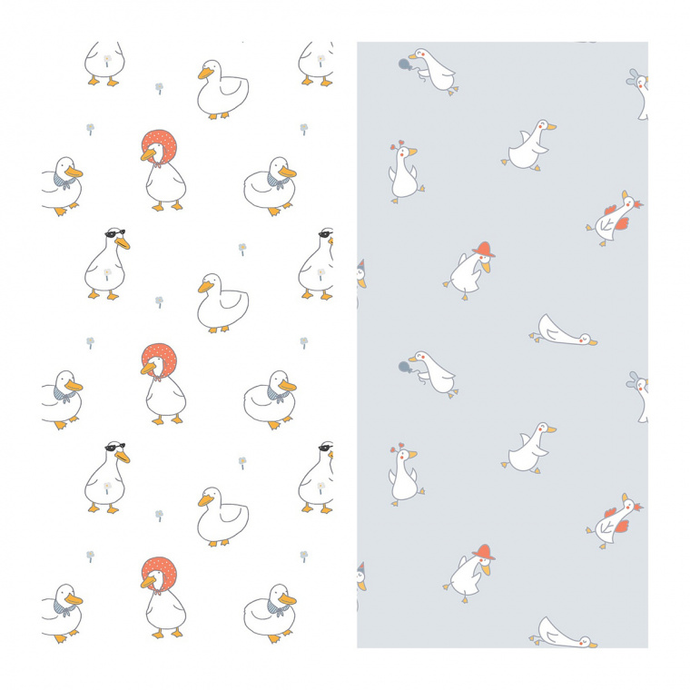 Упаковочная бумага глянц. 70*100см, MESHU "Goose set", 80г/м2, ассорти 2 дизайна