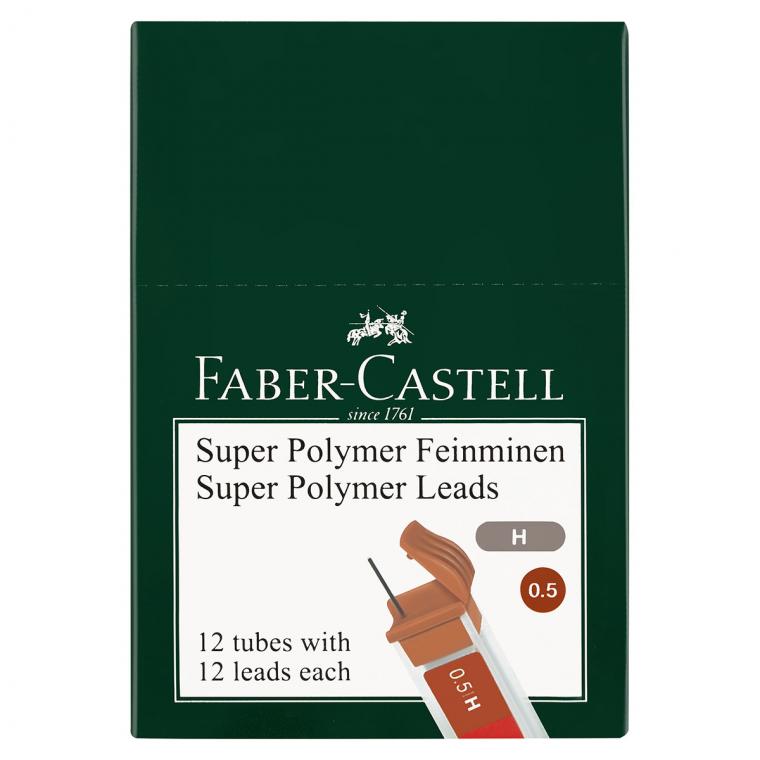 Грифели для механических карандашей Faber-Castell "Polymer", 12шт., 0,5мм, H