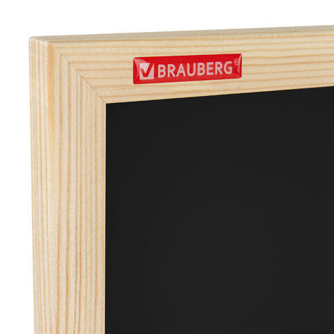 Доска для мела магнитная 50х70 см, черная, деревянная рамка, BRAUBERG "Wood", 238803