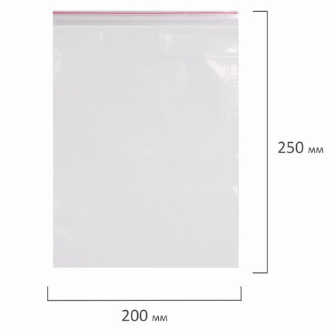 Пакеты с замком ZIP LOCK "зиплок", комплект 100 шт., 200х250 мм, ПВД, толщина 40 микрон, BRAUBERG, 606215