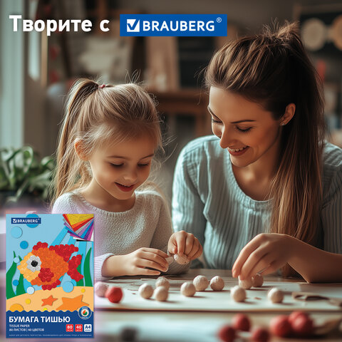 Цветная бумага ТИШЬЮ 17 г/м2, А4 (210х297 мм), 80 листов, 40 цветов в папке, BRAUBERG, 116499