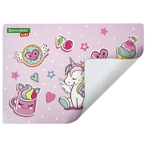 Настольное покрытие BRAUBERG KIDS, А3+, пластик, 46x33 см, "Мечты единорога", 271730