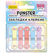 Закладки клейкие Z-сложения FUNSTER (ФАНСТЕР) "Единороги", 45х12 мм, 100 шт. (5 цветов х 20 листов), в диспенсере, 116703