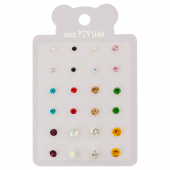 Серьги MESHU "Rhinestones", бижутерия, 12 пар, европодвес