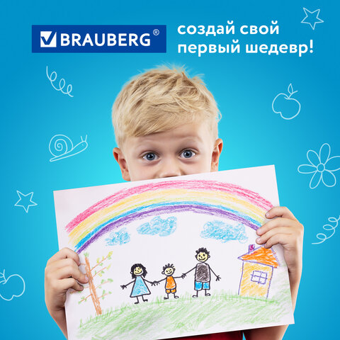Восковые мелки утолщенные BRAUBERG "АКАДЕМИЯ", НАБОР 6 цветов, на масляной основе, яркие цвета, 227294