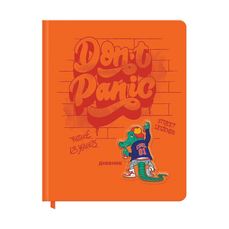 УЦЕНКА - Дневник 1-11 кл. 48л. (твердый) BG "Don't panic", иск. кожа, термотиснение, 3D-элемент, ляссе (осн 345172)
