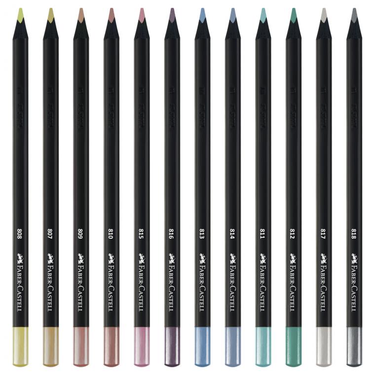 Карандаши цветные Faber-Castell "Black Edition", 12цв., металлик, трехгран., черное дерево, заточен., картон.