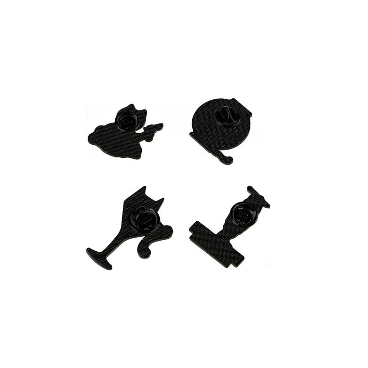 УЦЕНКА - Набор металлических значков MESHU "Black cats", эмаль, 4шт, картонная подложка, европодвес (осн 368830)