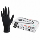 Перчатки нитриловые сверхпрочные с текстурой SFM MEGA TEX BLACK, Германия, 25 пар (50 штук), размер 7-8 (средний)