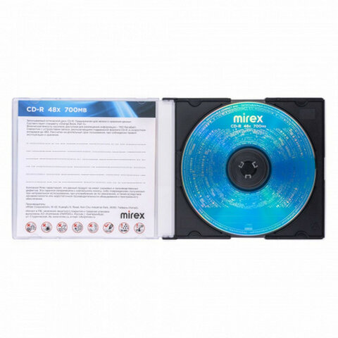 Диск CD-R MIREX, 700 Мб, 48x, Slim Case, КОМПЛЕКТ 5 шт., UL120051A8F