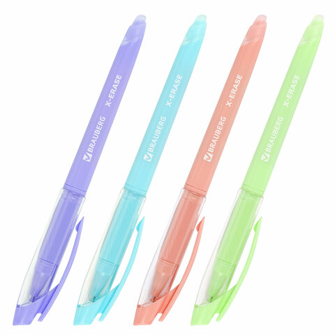 Ручка стираемая гелевая с грипом BRAUBERG X-ERASE PASTEL, СИНЯЯ, узел 0,7 мм, линия 0,35 мм, 143953