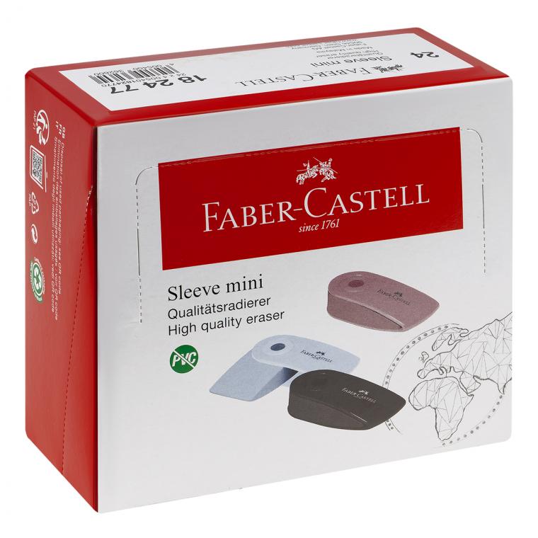 Ластик Faber-Castell "Sleeve Mini New", прямоугольный, 54*25*13мм, выдвижной, ассорти