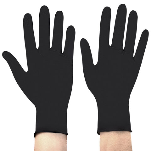 Перчатки нитриловые медицинские смотровые SFM Supersoft N136, Германия, 100 пар (200 штук), размер 6-7, S (малый), черные